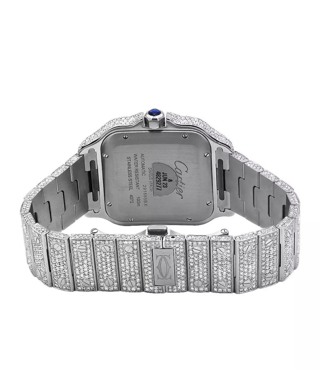 Iced Out Cartier Santos 40mm Diamond Watch